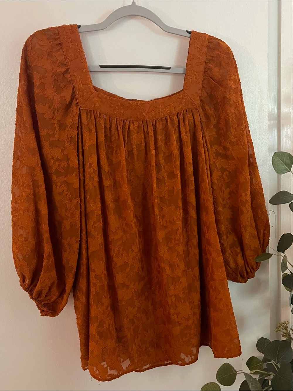 LC Lauren Conrad Rust Orange Lace Peasant Tunic